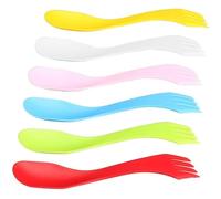 6Pcs Plastic Spork Lightweight & Strong All in One Camping Cutlery Spoon Fork Knife Set Portable and Reusable Camping Spork Flatware for Backpacking Hiking Outdoors