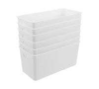 6pcs Plastic Storage Bin Stackable Cabinet Organizer with Handles, White | Open-top Modular Design, Narrow Profile, Body, for Craft Supplies, Mail and Documents