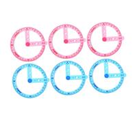 6pcs Plastic Swing Arm Protractor Set - Clear & Colorful Angle Finders for Middle/High School Math Classrooms