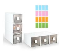 6PCS Plastic Tea Box Organiser, Clear Tea Bag Storage with 6 Drawer and Label, Stackable Acrylic Coffee Bag Holder, Teabag Storage Coffee Station Acrylic Container for Office Kitchen