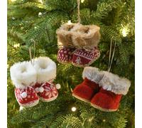 6Pcs Plush Boot Ornaments for Christmas Tree Hanging and Holiday Decor DIY with Convenient Loop for Easy Use