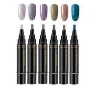 6PCS Polish Nail Polish Pens, Nail Varnish Pens 3-In 1 Gel Nails Pol-ish P-en Set, O-ne Step DIY Varnish P-en, Non UV Gel Pol-ish Crafts, DIY Na-il For Girls And Ladies