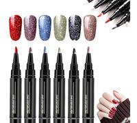 6PCS Polish Nail Polish Pens, Nail Varnish Pens 3 In 1 Gel Nails Polish Pen Set, One Step DIY Nails Varnish Pen, Non UV Gel Nails Polish Crafts Pen, DIY Nail Pens for Girls and Ladies (#C)