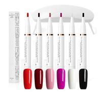 6PCS Polish Nail Polish Pens, with UV Nail Lamp Set, 3 in 1 Gel Nail Varnish Pens Set, DIY Nails Varnish Pen, Quick Dry Long-Lasting At-Home Manicure Gel Kit For DIY Nails at Home (A)