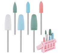 6pcs Polishing Drill Bit, Different Size Pedicure Nail Drill Bits with 16 Holes Display Stand Manicure Drill Bits Multicolor Nail Drill Bit Kit for Manicure & Pedicure