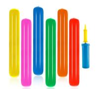 6Pcs Pool Inflatable Sticks with Inflator Pump, Summer Swimming Pool Noodle Toy PVC 6 Colorful Set Underwater for Kids Adult