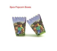 (6pcs-Popcorn Boxes) Minecraft Birthday Party Supplies Disposable Tableware