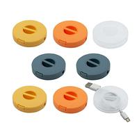 6PCS Portable Cable Winder, JUMRHFAN 4 Colors Round Cable Tidy Box Management, Retractable Extension Cable Reel for Wrapping Earbuds USB Cable Mouse Cords Charger