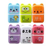 6Pcs Portable Cute Pencil Eraser Set Colorful Rubbers Erasers Roller Fashionable Animal Themed Roller Erasers Retractable Cartoon Eraser for Writing Drawing