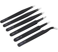 6PCS Precision Tweezers Set, Stainless Steel Pointed & Curved Craft Tweezers for Electronics, Jewelry Making, Soldering, Lab Work, Long Sharp Crafting & Hobby Tools (6pcs)