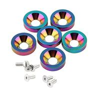 6PCS Premium Car Motorcycle License Plate Frame Fender Bumper Engine Cover Washer Bolt Kit Stainless Steel Aluminum Multiple Colors 8mm Size (Pink)
