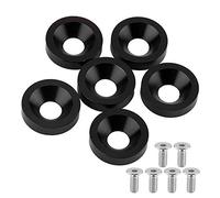 6PCS Premium Car Motorcycle License Plate Frame Fender Bumper Engine Cover Washer Bolt Kit Stainless Steel Aluminum Multiple Colors 8mm Size (Black)