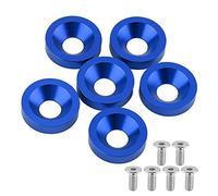 6PCS Premium Car Motorcycle License Plate Frame Fender Bumper Engine Cover Washer Bolt Kit Stainless Steel Aluminum Multiple Colors 8mm Size (Blue)