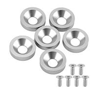 6PCS Premium Car Motorcycle License Plate Frame Fender Bumper Engine Cover Washer Bolt Kit Stainless Steel Aluminum Multiple Colors 8mm Size (Silver)