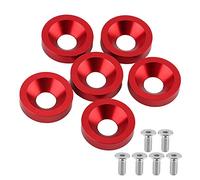 6PCS Premium Car Motorcycle License Plate Frame Fender Bumper Engine Cover Washer Bolt Kit Stainless Steel Aluminum Multiple Colors 8mm Size (Red)