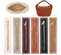 6Pcs Premium PU Leather Zippers, Leather Sewing Zipper Frame with Holes