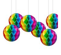 6Pcs Pride Decorations, Rainbow Honeycomb Ball, Paper Pom Poms Balls Flowers for Gay LGBT Theme Party Bridal Shower Wedding Birthday