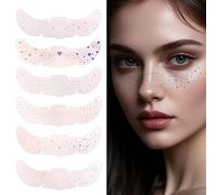 6pcs Pride Freckles Face Tattoo, Holographic Glitter Rainbow Temporary Tattoos Waterproof LGBTQ Speckles Makeup Patches for Festival Rave Accessory