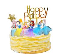 6pcs Princess Cake Toppers for Theme Birthday Decoration - Mermaid 3D Cupcake Decorations for Girls