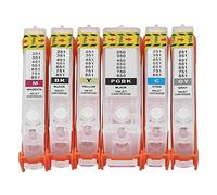 6PCS Printer Ink Cartridge Set, PGBK BK C M Y GY Reusable Combo Pack, Smooth Output for Photos Test Papers Documents, PP Material with Anti Leakage Design, Compatible for Various P (450-451)