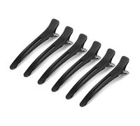 6pcs Professional Hair Clips for Styling Sectioning, Non Slip No-Trace Duck Billed Hair Clips with Silicone Band, Salon and Home Hair Cutting Clips for Hairdresser, Women, Men - Black 10.9cm (Black)
