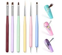 6PCS Professional Nail Art Brushes Set for Gel, Acrylic Nails - Includes Liner, Builder Gel, French Tip Brush & Dotting Pens for DIY Manicure Tools