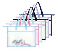 6Pcs Project Bags for Quilting, 13x10" Sewing Bag for Arts and Crafts Organizer Storage, Needlepoint Bag, Large Clear Mesh Design Zipper Folder with Handle for Craft Art Supply Sewing Pattern Storage