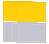 6Pcs PU Leather Placemats Waterproof Rectangle Table Mats to Protect and Maintain For Dining Table Surfaces (Yellow and Gray)