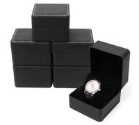 6Pcs PU Leather Watch Box Single with Pillow, Matt Black Luxury Faux Leather Watch Gift Boxes for Men Women, Single Watch Display Case with Soft Plush Lining, Jewellery Organiser Travel Storage Holder
