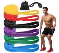 6Pcs Pull Up Bands, Resistance Bands, Exercise Workout Band with Door Anchor, Long Resistance Band Set for Working Out, Body Stretching, Physical Therapy, Muscle Training