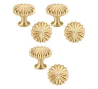 6PCS Pumpkin Cabinet Knob Zinc Alloy Single Hole Handle for Kitchen Cabinets Dressers Wardrobes Bookcases and Other Indoor Furniture Units (Gold)