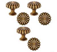 6PCS Pumpkin Cabinet Knob Zinc Alloy Single Hole Handle for Kitchen Cabinets Dressers Wardrobes Bookcases and Other Indoor Furniture Units (Brass)