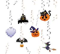 6Pcs Pumpkin Halloween Hanging Swirls Decorations Set Bunting Garland Hanging Decor for Kids, Outdoor Indoor Halloweens Theme Wicked Party