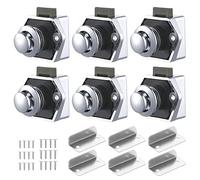 6PCS Push Button Cabinet Latch, Keyless Push Button Lock for RV, Yachts, Boat, Motorhome, Camper, Caravan (Silver)