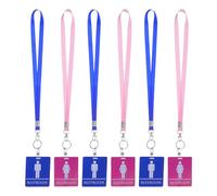 6pcs PVC Bathroom Pass Badge Lanyard with Metal Holder