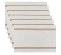 6Pcs PVC Dining Table Mats Heat Resistant Placemats Set Washable and Easy to Maintain for Kitchen and Dining Area (Beige)