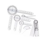 6PCS PVC Transparent Goniometer Set, Transparent 360° Rotation Protractor Physiotherapy, Goniometer Physiotherapy