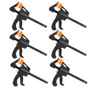 6Pcs Quick Grip Clamps 4 Inch F Wood Clamps Ratchet Bar Clamp One Hand Quick Release Clamping Tool Set for Manual Work, DIY Handmade Craft, Woodworking, DIY Clamping(Color:Black)