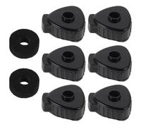 6pcs Quick Release Drum Cymbal Nuts Black Plastic Toppers for Kits | Triangular Shape, Black Cotton Cushion Included, Splash Cymbals Fit, Versatile Use, Enhanced Stability