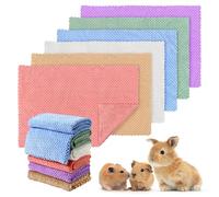 6Pcs Rabbits Fleece Blanket, 23 X 15In Kitten Sleep Mat, Washable Pet Bedding Mat Absorbent Soft Cage Liners Small Pet Cage Accessories Pad Bed Cover for Guinea Pig Hamster Hedgehog Puppy (6 Color)