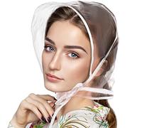 6PCS Rain Bonnet with Visor Clear Rain Hats Waterproof Rain Plastic Scarf Rain Bonnet Protect Hairstyle for Unisex Men Women Lady Rain Wear Rain Cover Rain Cap for Head White