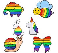 6pcs Rainbow Animal Brooches Cute Bow Brooches Cartoon Elephant Bee LGBT Gay Pride Pin Cloth Backpack Bags Hats Accessories Badges Gifts For Women Men