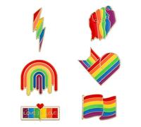 6pcs Rainbow Brooch Pins, 6 Designs Progress Pride Lapel Pins and Buttons, LGBT Rainbow Lesbian Bisexual Gay Transgender Brooch Badge Accessories for Women Men Gift Clothes Bags Hat Decoration