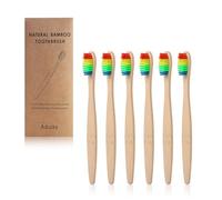 6Pcs Rainbow Color Natural Bamboo Toothbrushes Soft Kids Eco-Friendly Toothbrush Charcoal Bristles Dental Care (Rainbow Color)