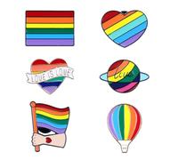 6pcs Rainbow Pins, 6 Style Enamel Progress Pride Pin LGBT Badge Lesbian Bisexual Brooch Gay Pin for Men Women Clothes Bags Hats
