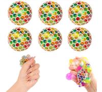 6pcs Rainbow Stress Balls, Mesh Grape Squeeze Balls, Stress Relief , Suitable for ADHD, OCD, and Autism, Can Improve Focus and Relieve Stress (5cm)