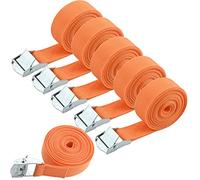 6Pcs Ratchet Tie Down Straps, 2.5m*25mm 250kg(550lbs) Heavy Duty Adjustable Lashing Strap with Thickened Cam Lock Buckle Roof Rack Rachet Strap Sets Tensioning Belts for Cargo Vans Car Bike