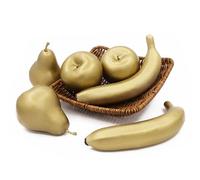 6Pcs Realistic Golden Fake Fruit,Lifelike Golden Faux Fruits,Artificial Golden Fruit Includes Golden Apple,Pear,Banana,For Add a Touch of Luxury to Your Home Decor -Perfect for Display or Photography