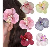 6Pcs Realistic Phalaenopsis Hawaiian Orchid Artificial Large Bohemian Tropical Flower Hair Pins and Clips for Women Girls