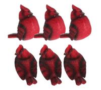 6pcs Realistic Red Resin Bird Figurine for Garden and Micro Landscapes